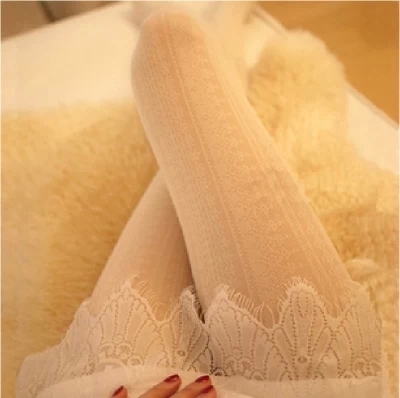 日系洛丽塔唯美竖条复古镂空显瘦蕾丝袜连裤袜白色丝袜包邮siwa