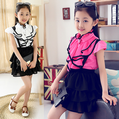 韩版童装小孩背带裙套装两件套夏装女童套装夏