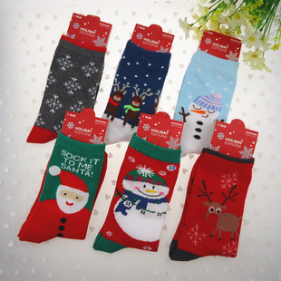 秋冬麋鹿雪花保暖棉袜创意礼物女士新年圣诞袜子情侣棉袜包邮