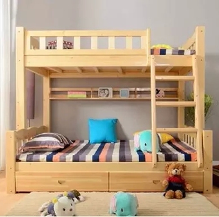 实木床高架床高低床母子床子母床双层床上下铺双人床梯柜床