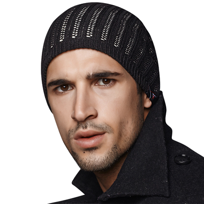 2015新款英伦绅士风时尚镂空条纹运动系品质针织男士套头毛线帽