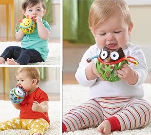 美国品牌 可爱动物手抓球响铛球 婴儿宝宝手抓球玩具 响铃球