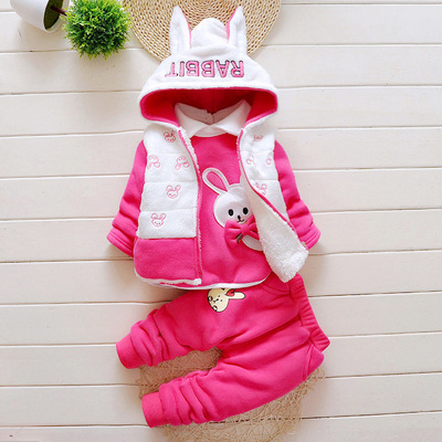 2015童装冬款女童宝宝儿童套装婴幼儿秋装1-2-3岁加绒加厚三件套