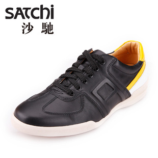 Satchi/沙驰男春夏款潮流休闲鞋系带英伦圆头低帮透气运动皮鞋