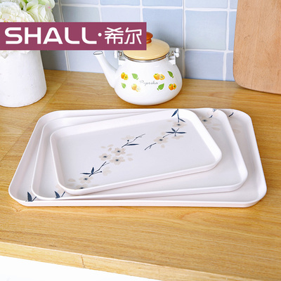 SHALL/希尔 欧式长方形密胺托盘 创意茶具水杯塑料茶盘餐盘水果盘