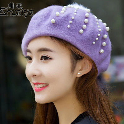 羊毛昵贝雷帽 女士新款秋冬季户外时尚保暖帽甜美可爱韩版画家帽