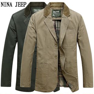 新款正品nina jeep夹克西装男士纯棉休闲西服小西装外套夹克818
