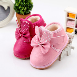 冬季女童鞋子婴儿学步鞋0-1-2岁女宝宝棉鞋韩版软底小童公主棉鞋