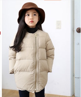 女童棉衣2015冬新款 加厚时尚儿童外套长款 中长款保暖棉服送围巾