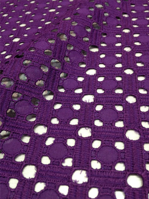 法国代购 紫色刺绣棉布 高级定制面料服装布料 m634