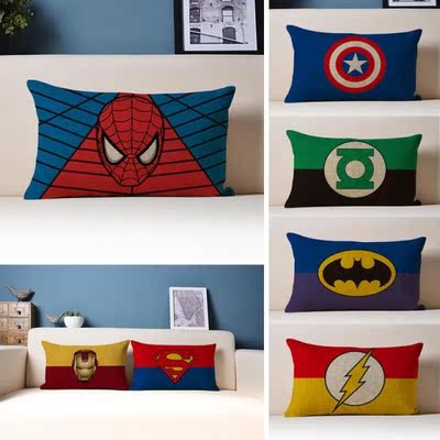 超级英雄系列 乐高英雄 美国队长钢铁侠 棉麻抱枕靠枕套沙发靠垫