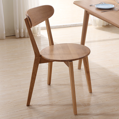 实木餐椅圆形橡木餐桌椅现代客厅家具休闲椅北欧实木椅子日式