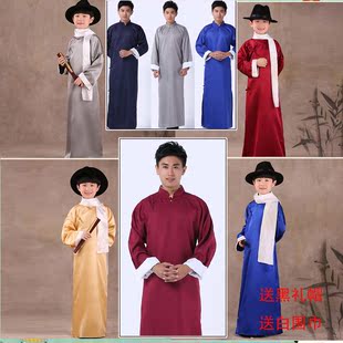 儿童民国长袍马褂成人男童相声演出服长衫五四青年学生装表演服