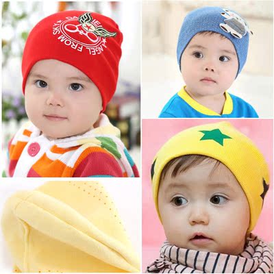 纯棉婴儿帽子6-12个月男宝宝全棉套头帽春秋冬女婴幼儿童红色胎帽