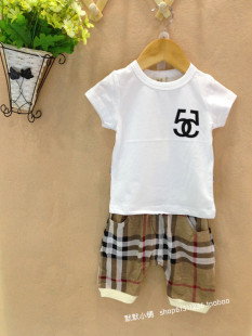 韩室宝贝  夏装新款韩版  儿童宝宝黑色英文纯棉 白色短袖T恤