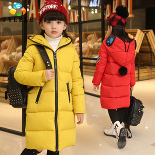 2015冬季新品 时尚眼睛两穿保暖女童长款棉衣童装奥特曼棉袄外套
