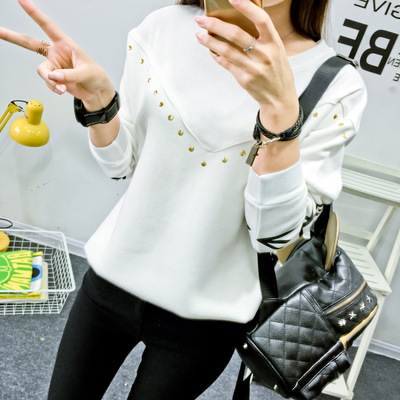2015秋韩版新款宽松时尚休闲大码长袖圆领套头女式T恤打底衫包邮
