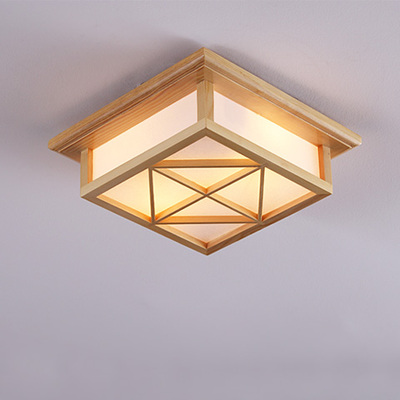 正方形新中式吸顶灯实木日式灯具led卧室阳台灯走廊灯玄关过道灯