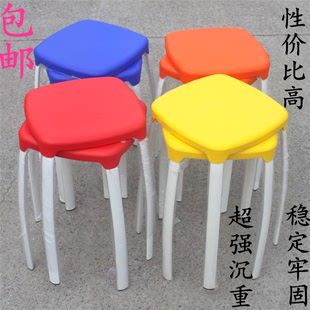 特价包邮时尚彩凳塑料凳实木凳家用餐凳圆凳方凳椅子凳子双环凳子