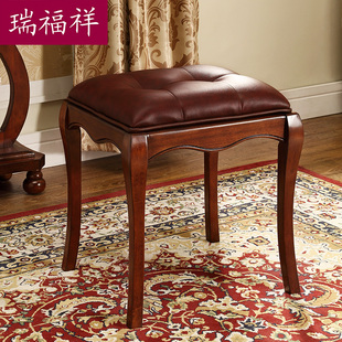 瑞福祥欧式家具梳妆凳化妆凳子 全实木换鞋凳 美式古筝凳琴凳G214