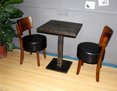 复古小方桌 咖啡厅餐桌星巴克奶茶店桌椅组合西餐厅甜品店桌椅