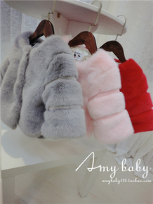 2015年新品新年款婴儿女童外套 女宝宝高仿加厚保暖狐狸高档皮草