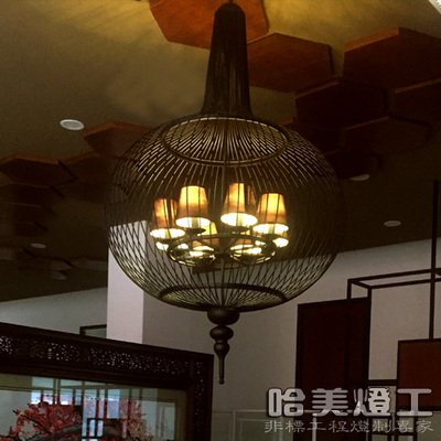 哈美新中式吊灯古典铁艺鸟笼吊灯酒店复古客厅餐厅工程创意吊灯