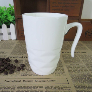 正品包邮纯白陶瓷杯马克杯咖啡杯喝水杯拿铁杯创意钻石纹定制LOGO