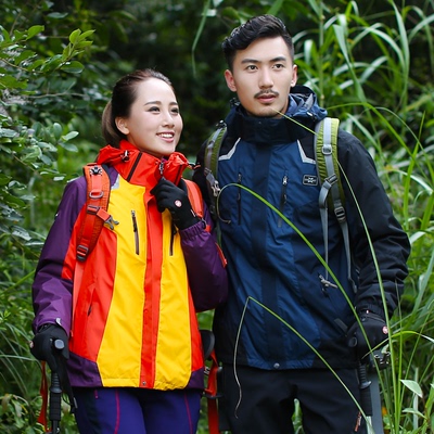 Adtass/爱迪塔仕新款冲锋衣男女两件套拼色防水三合一西藏登山服