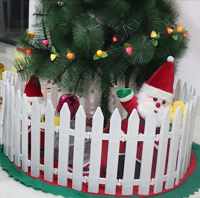 圣诞节白色塑料栅栏花盆围栏篱笆圣诞树装饰品商场景布置护栏