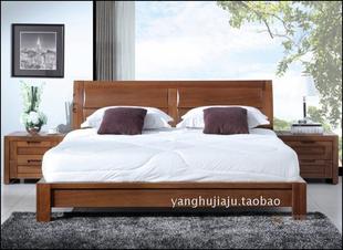 榆木家具全实木床胡桃色原木色1.8米成人床上海实木家具厂家直销