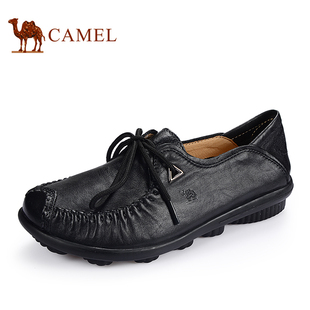 Camel骆驼女鞋 正品2015春季新款真皮系带简约休闲女单鞋A1307088