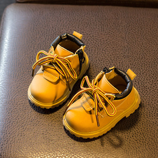 秋新款宝宝鞋子0-1-3岁男童儿童小黄靴女童马丁靴软底防滑学步鞋