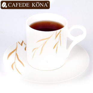 CAFEDE KONA咖啡杯 家用骨质瓷直口高档陶瓷一杯一碟 泡茶杯子