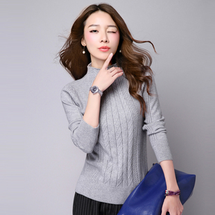 2015秋冬女毛衣女羊毛衫半高领新款韩版套头打底衫韩版修身上衣