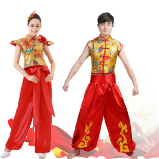 2015新款中国风民族舞蹈服装舞台演出男女打鼓服现代动感水鼓舞秋