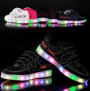 2015秋季男童鞋led发光鞋灯鞋夜光鞋网面女童休闲板鞋儿童运动鞋
