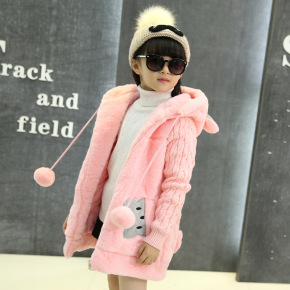 2015新款韩版童外套女童冬装卡通熊宝宝大衣童装