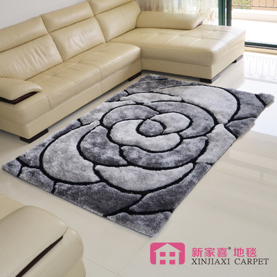 客厅地毯 茶几毯现代简约3D立体家用长方形地毯韩国丝加厚卧室毯