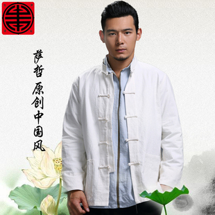 萨哲原创中国风2015新款棉麻盘扣薄款复古大码宽松品牌男士外套