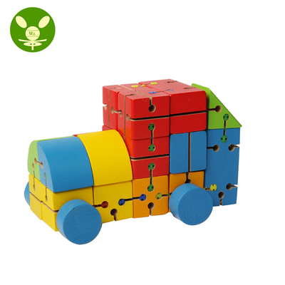 金灵木制百变拼插积木变形玩具3D早教益智积木精品男女儿童礼盒装