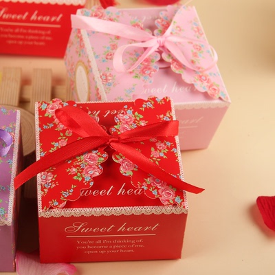 结婚用品喜糖盒子批发创意欧式婚礼糖盒红色新款纸盒婚庆回礼道具