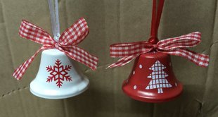 圣诞树挂件 4.5cm新款圣诞彩绘铃铛挂件 两种颜色选择 出口尾货