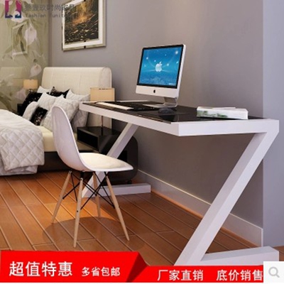 家用办公台式电脑桌写字桌书桌现代简约钢化玻璃电脑桌烤漆桌面