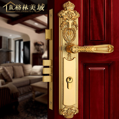 格林美域 宫廷样式全铜欧式门锁 高档纯铜门锁别墅 大房门锁