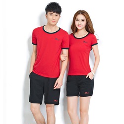 夏季男女款短袖t恤运动圆领情侣套装修身跑步服两件套大学生班服