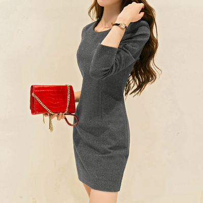 连衣裙女2015春秋装新款韩版长袖显瘦套头中长款气质时尚打底裙