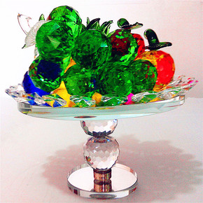 水晶摆件工艺品礼品水果转盘果盘聚宝盆创意家居装饰品包邮风水轮