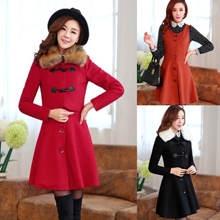 新品新款秋冬季女装韩版时尚超好看双排扣翻领气质呢外大衣包邮