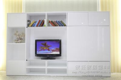 现代简约厅柜烤漆板式影视柜组合书柜储物柜背景墙电视柜可定制